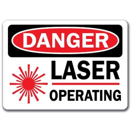 Signmission Danger Sign-Laser Operating with Graphic-10in x 14in OSHA Safety Sign, 14" H, DS-Laser 3 DS-Laser 3